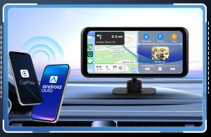 PODOFO 6.25 Inches Wireless CarPlay Android Auto Screen with DVR 4K, Screen Mirroring, Support Bluetooth/AUX/FM/TF, Support Rear Camera, Automatic brightness
